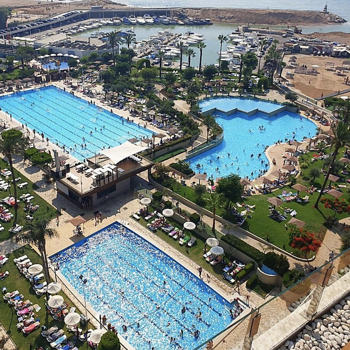 Swimming pools near a beach