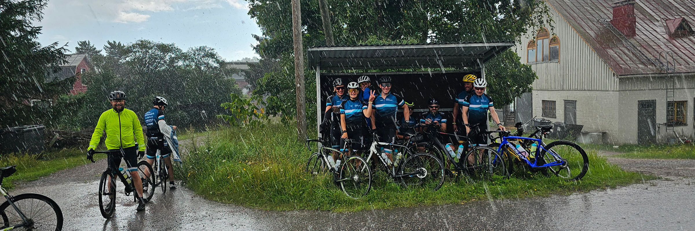 Cycling through a village