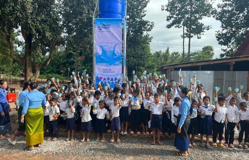 Le nouveau château d’eau de l’école primaire de Rumdeng au Cambodge © Xylem