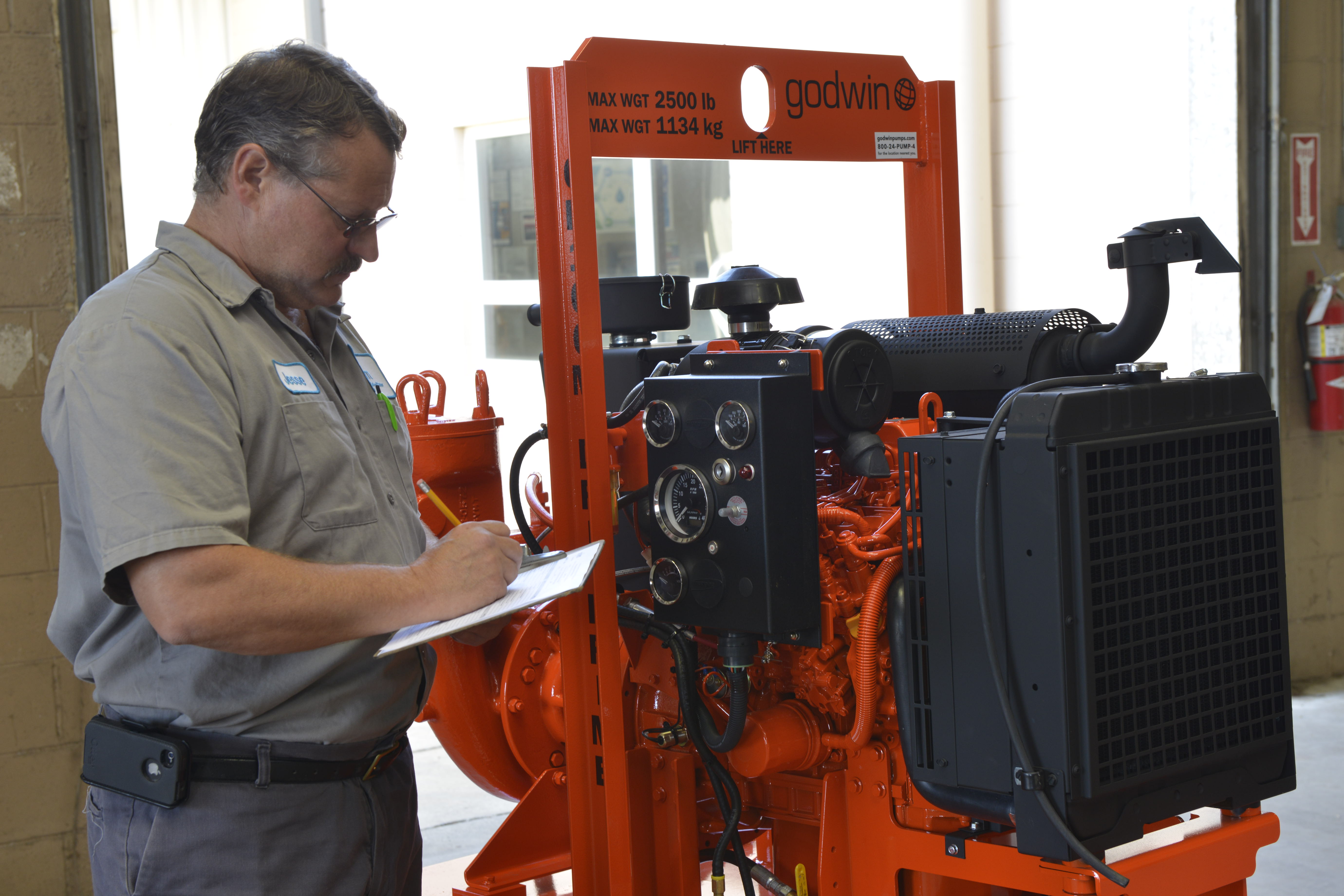 Technician working on equipment