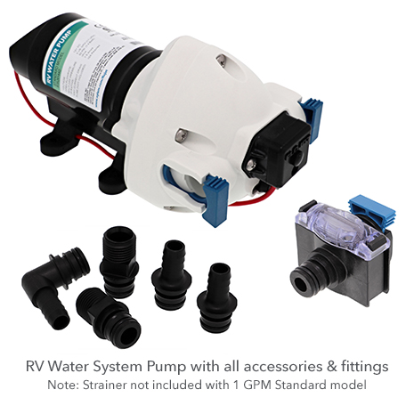 RV water system pump with all accessories and fittings