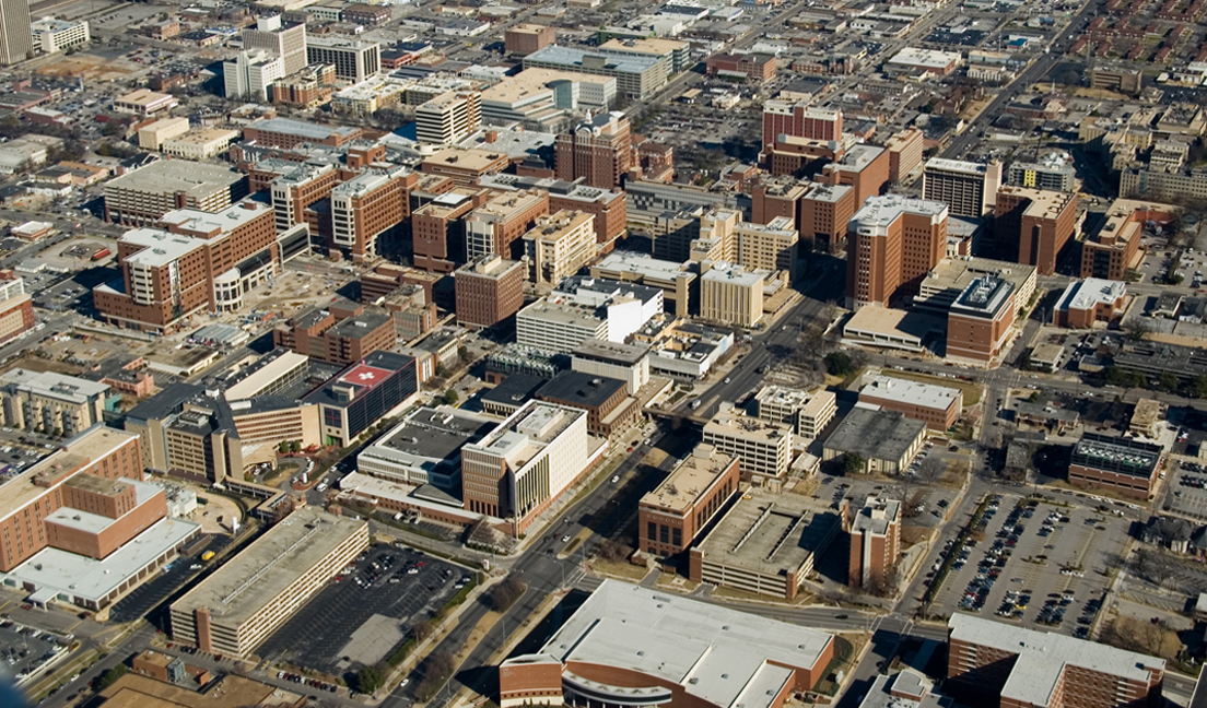 aerial view of Birmingham, Alabama